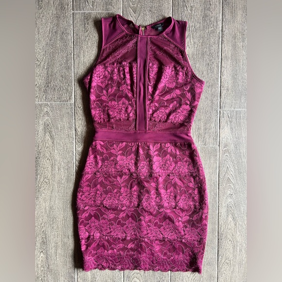 GUESS Magenta Lace Cocktail Dress | Size Small - Picture 2 of 8